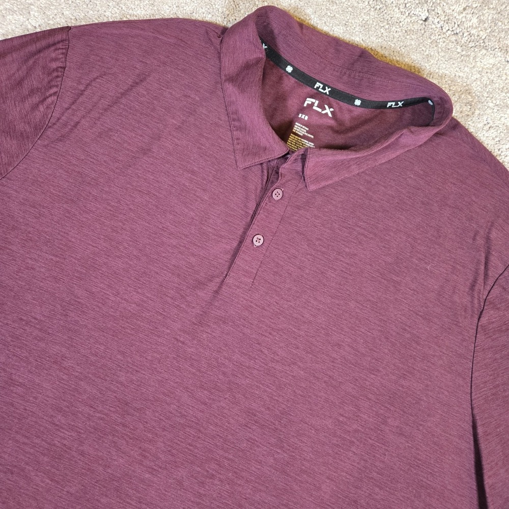 FLX Performance Short Sleeve Burgundy Collared Polo Mens 3XB